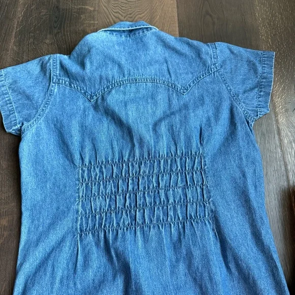 Denim Maxi Dress with Cap Sleeves - Picture 4 of 4